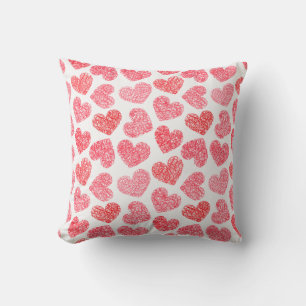 Cute Red Doodled Heart Valentine's Day Pattern Cushion