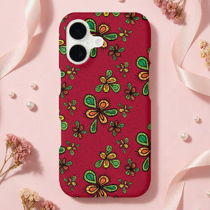Cute Red Doodles Floral Pattern