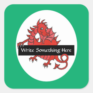 Cute Red Dragon Sheet of Stickers to Personalise