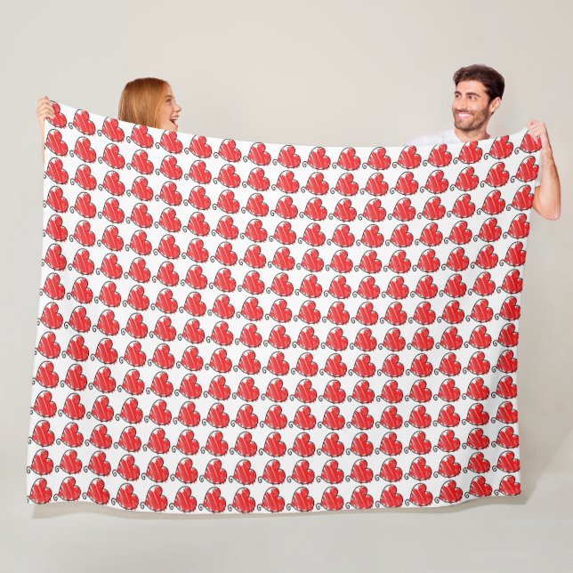 Cute Red Drawn Hearts Pattern Fleece Blanket (In Situ)