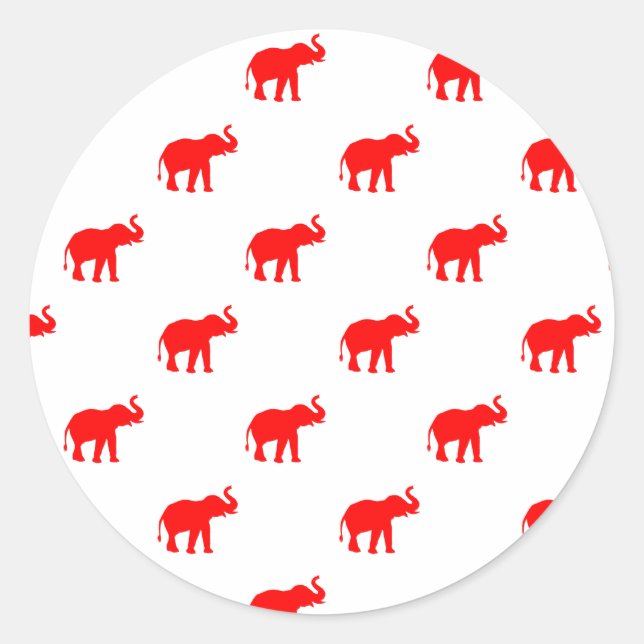 cute Red elephant stickers. Classic Round Sticker (Front)