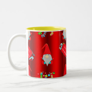 Cute Red Elves Christmas Two-Tone Coffee Mug