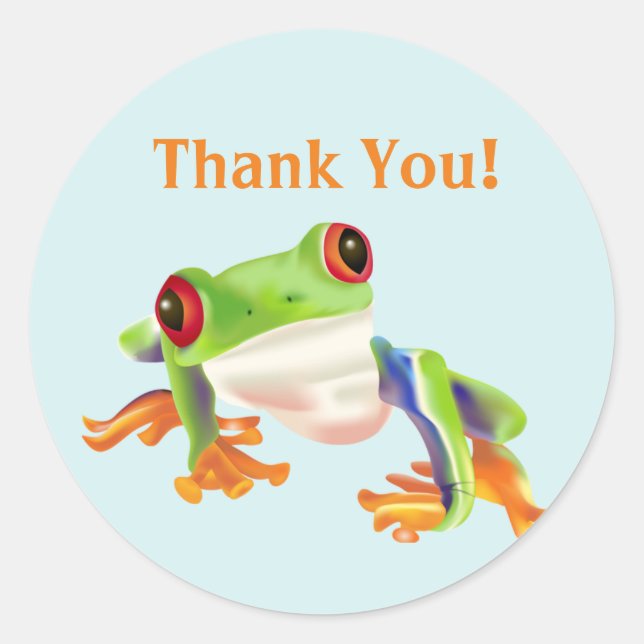 Cute Red Eye Tree Frog Thank you Stickers (Front)
