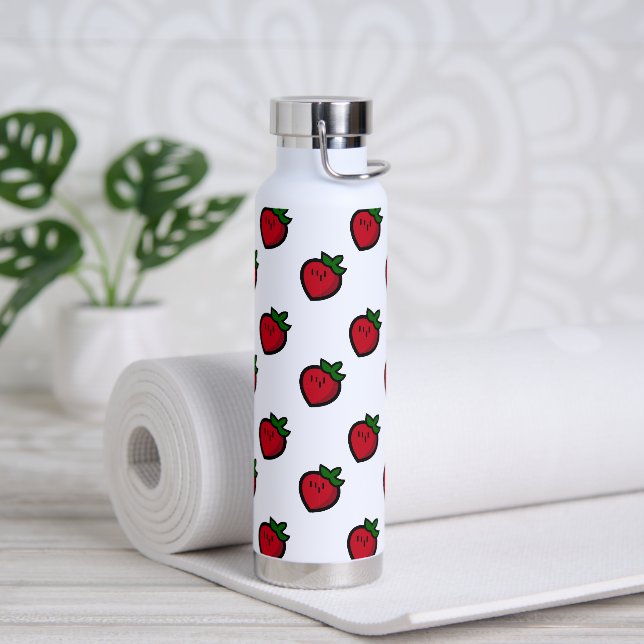 Cute Red Favourite Cartoon Strawberries Water Bottle (Yoga)