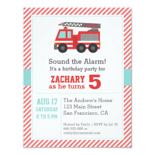 fire truck birthday invitations zazzle uk