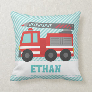 Cute Red Fire Truck for Boys Bedroom Cushion
