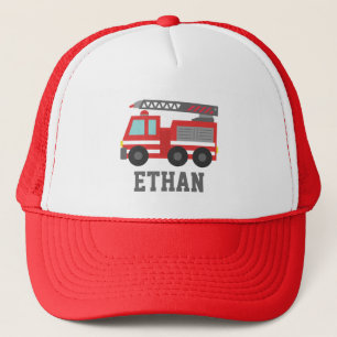 Cute Red Fire Truck for Boys, Name Trucker Hat