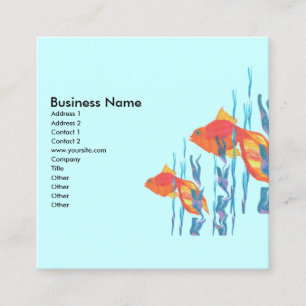 Cute Red  Fish Watercolor Edit Colour Background Square Business Card
