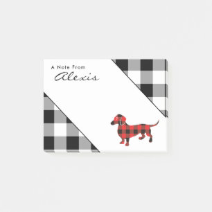 Cute Red Flannel Plaid Dachshund Dog Post-it Notes