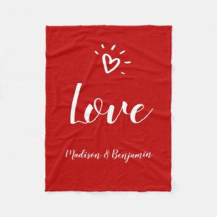 Cute Red Fleece Blanket With Heart Add Your Name
