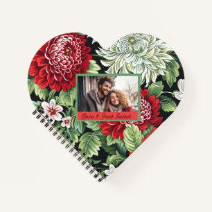 Cute Red Floral Custom Personalised Notebook