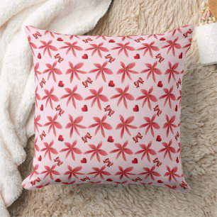Cute Red Floral Heart Pattern Seamless Girly  Cushion