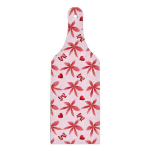 Cute Red Floral Heart Pattern Seamless Girly  Cutting Board