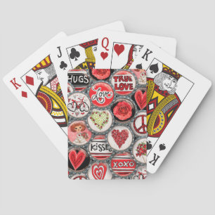Cute Red Floral Hearts Love Valentine's Day  Playing Cards