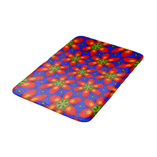Cute Red Floral Pattern Bath Mat
