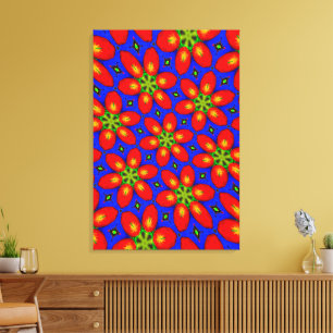 Cute Red Floral Pattern Canvas Print