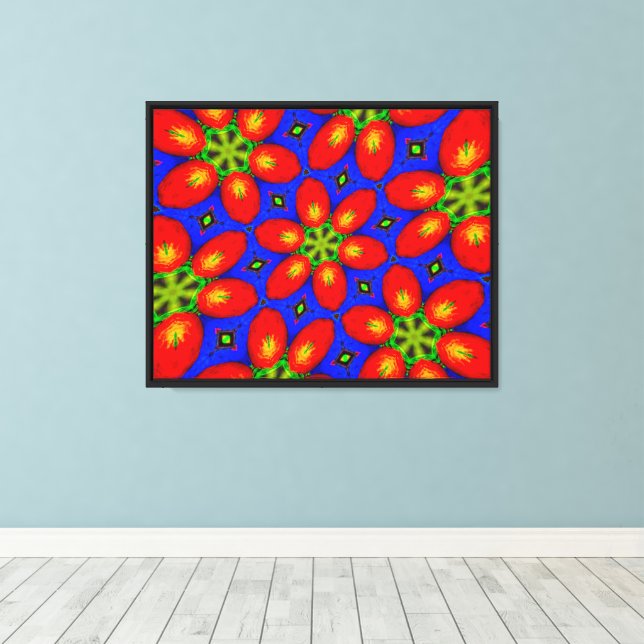 Cute Red Floral Pattern Canvas Print (Insitu(Wood Floor))