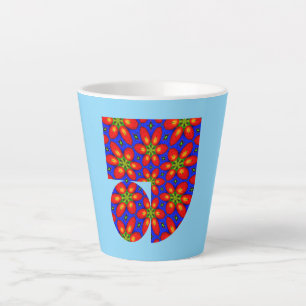 Cute Red Floral Pattern Latte Mug