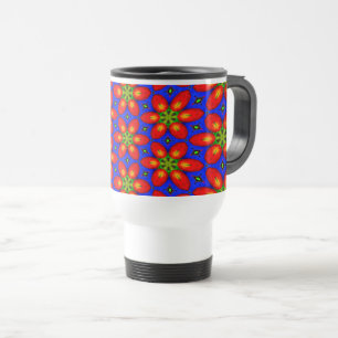 Cute Red Floral Pattern Travel Mug