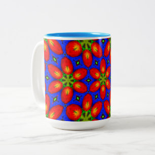 Cute Red Floral Pattern Two-Tone Coffee Mug