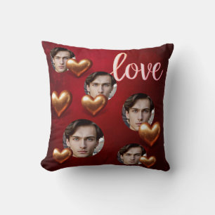 Cute Red floral & Pink Hearts Valentine's Day Cushion