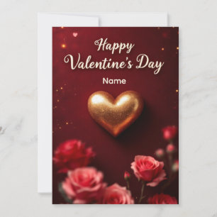 Cute Red floral & Pink Hearts Valentine's Day Invitation