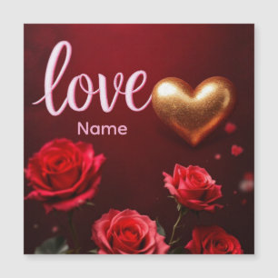 Cute Red floral & Pink Hearts Valentine's Day Magnetic Invitation