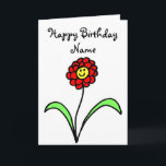 Cute Red Flower Smiling Face Birthday Card<br><div class="desc">Cute cartoon of a smiling happy flower - a red chrysanthemum.  Card has a beautiful minimal white background.  Easily personalise this card by editing the template text on the front and inside.  Thanks for viewing my designs!</div>