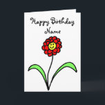 Cute Red Flower Smiling Face Birthday Card<br><div class="desc">Cute cartoon of a smiling happy flower - a red chrysanthemum.  Card has a beautiful minimal white background.  Easily personalise this card by editing the template text on the front and inside.  Thanks for viewing my designs!</div>