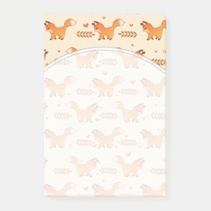 Cute Red Fox and Hearts Wreath Pattern Post-it Notes