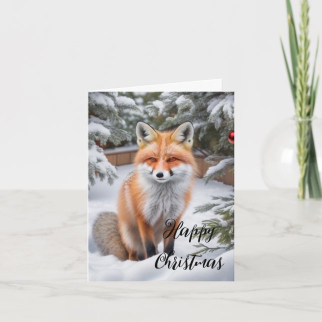 Cute Red Fox Christmas Card (Front)