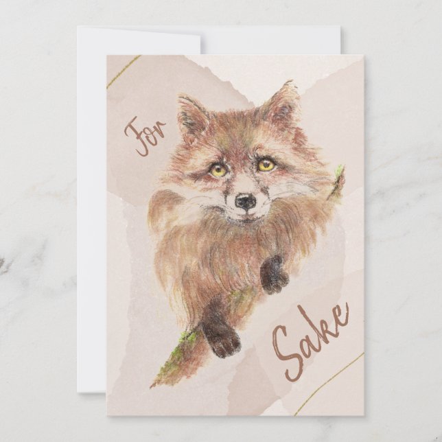 Cute Red Fox Funny For Foxs Sake Quote  T-Shirt Po Card (Front)