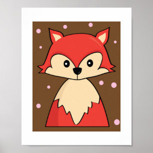 Cute Red Fox Illustration Woodland Poster Print