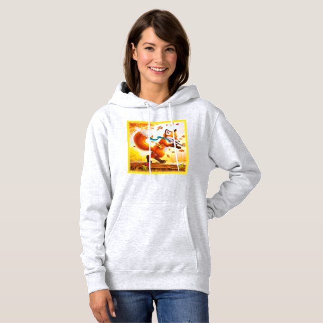 Cute Red Fox in Fall Season Painting. Buy Now Hoodie (Front Full)