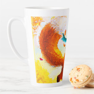 Cute Red Fox in Fall Season Painting. Buy Now Latte Mug
