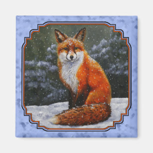 Cute Red Fox in Winter Snow Magnet