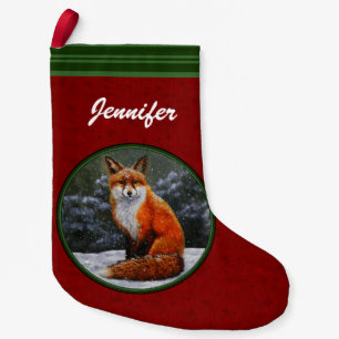 Cute Red Fox in Winter Snow Small Christmas Stocking
