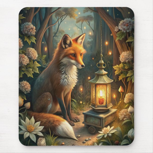 Cute Red Fox Mouse Mat (Front)