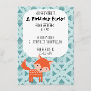 Cute Red Fox Party Invitation