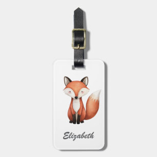 Cute Red Fox Personalised Kid's Luggage Tag