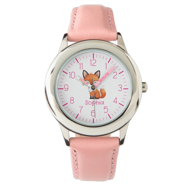 Cute Red Fox Personalised Kid's Watch    (Front)