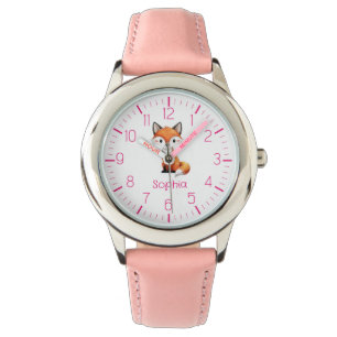 Cute Red Fox Personalised Kid's Watch