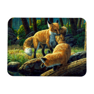 Cute Red Fox Pups Playing Magnet