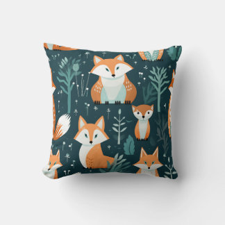 Cute Red Fox Seamless Pattern Abstract Animals Cushion