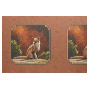 Cute Red Fox Sitting In The Sun Fabric
