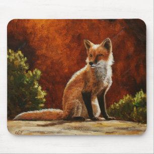 Cute Red Fox Sitting In The Sun Mouse Mat