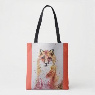 Cute Red Fox Watercolor Animal lovers Tote Bag