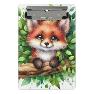 Cute Red Fox Watercolor Mini Clipboard