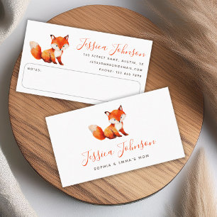 Cute Red Fox Watercolor Mummy Calling Play Date  Business Card