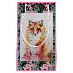 Cute Red Fox Watercolour Painting Art Gift Bag